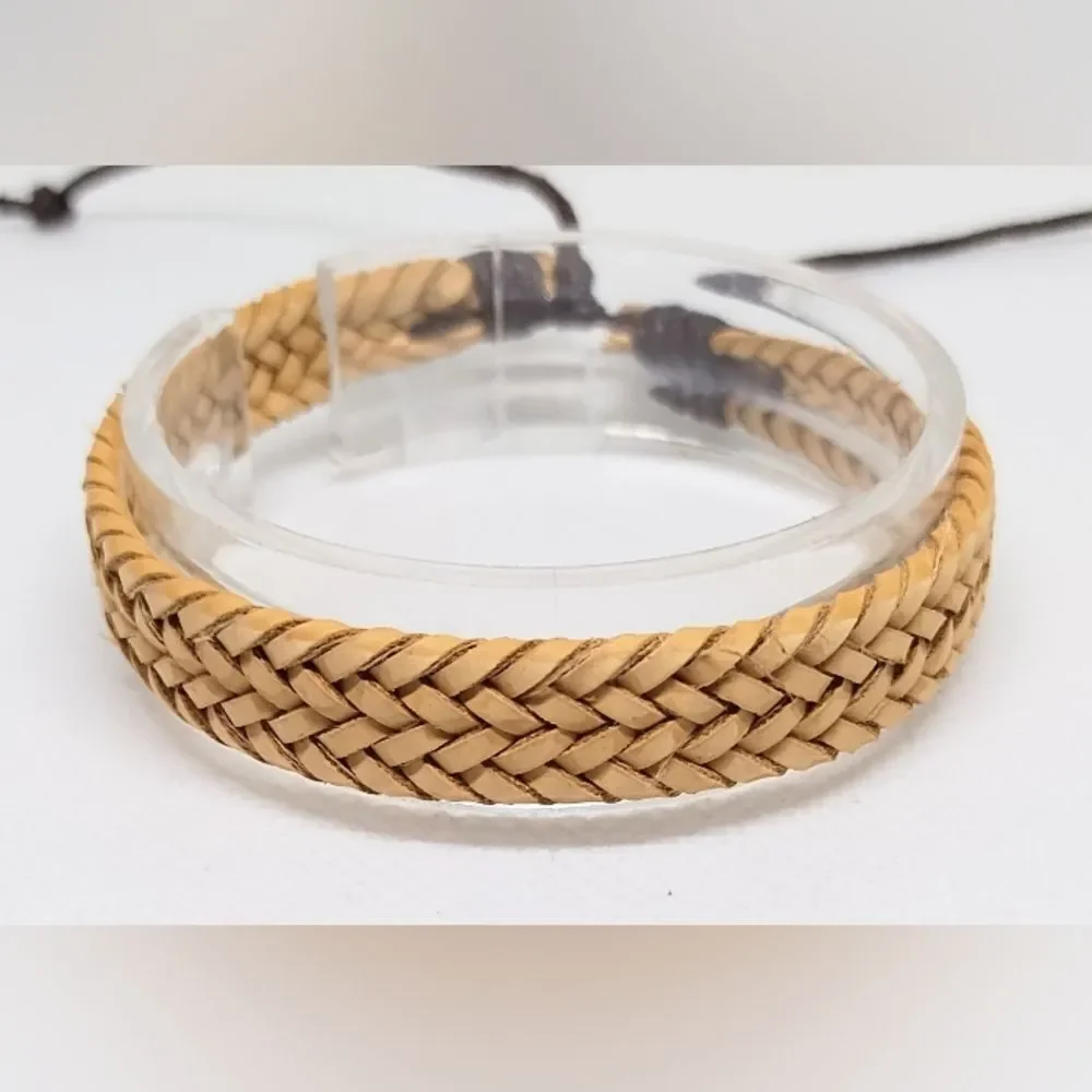 Men's bracelet‎ leather braided brown new e53